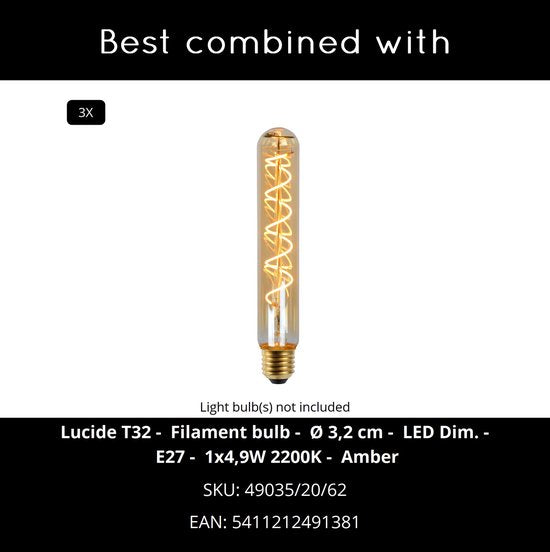Lucide ROLLO - Suspension - 3xE27 - Terre cuite - Japandi