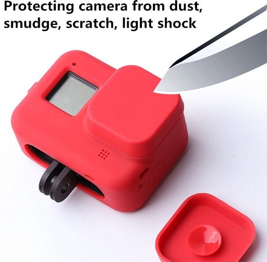 Garpex® Silicone Case for GoPro HERO 8 - Étui de protection en caoutchouc - Protection de l'objectif incluse - Noir