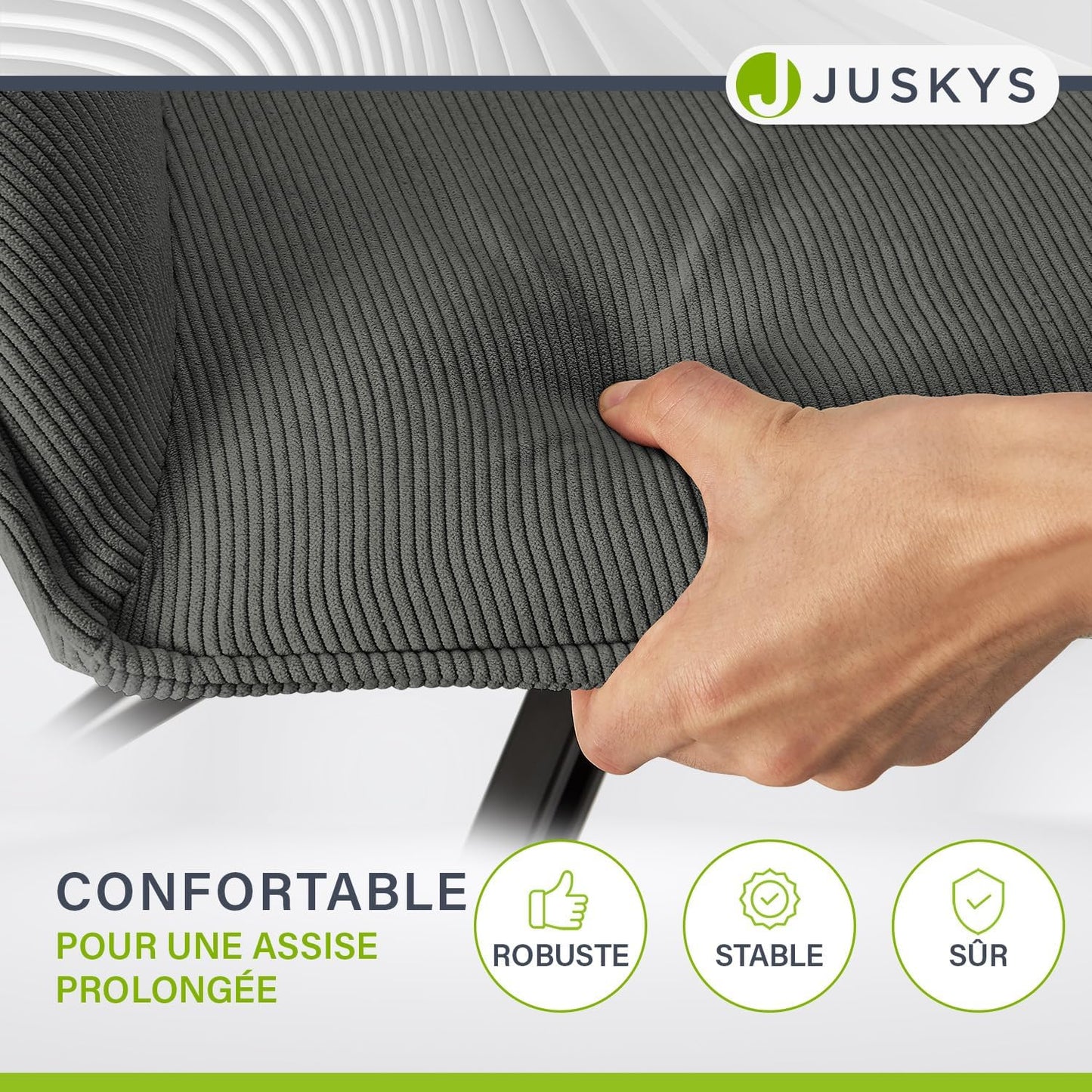 Chaise de salle à manger Juskys avec accoudoir - capacité de 120 kg - 61 x 57 x 85 cm - gris clair