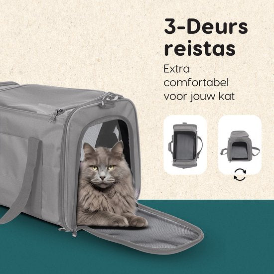 Volcan Travel Bag Cat - Panier de voyage - Sac de transport pour chats - Boîte de transport avec Top Loader - Panier de transport Light Grey