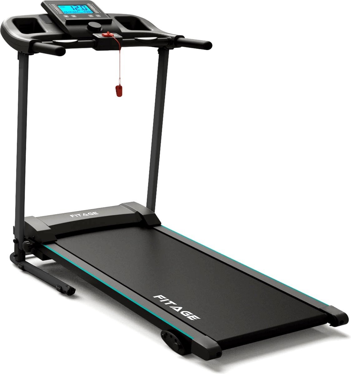 Tapis de course pour la maison Fitage - Fonction d'inclinaison - Bluetooth - 1-12 km/h - Pliable - 100 x 64 x 25 cm - Noir