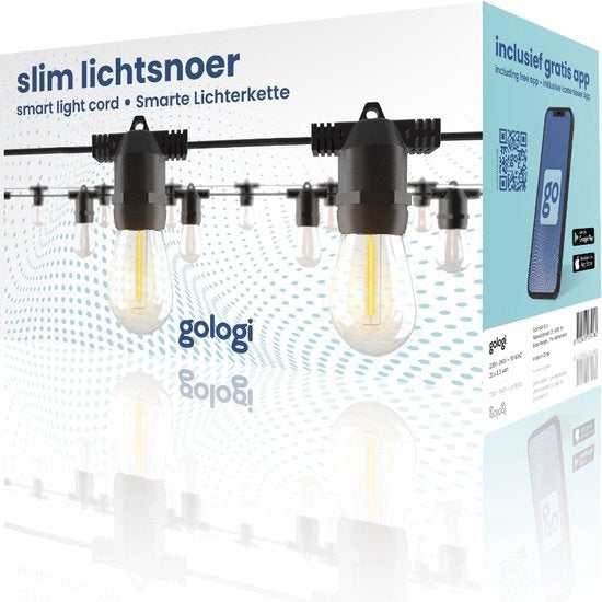Gologi guirlande lumineuse extérieure et intérieure - Guirlande lumineuse 5M - Eclairage de jardin LED - Eclairage d'ambiance chaud 2700K - Etanche - Eclairage intelligent avec App - Connectable jusqu'à 20M