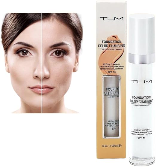 **Fond de teint TLM - fond de teint qui change de couleur - s'adapte automatiquement à la couleur de votre peau - léger, hydratant et hypoallergénique - couvrance 24 h - résistant à l'eau - maquillage Ultra HD**