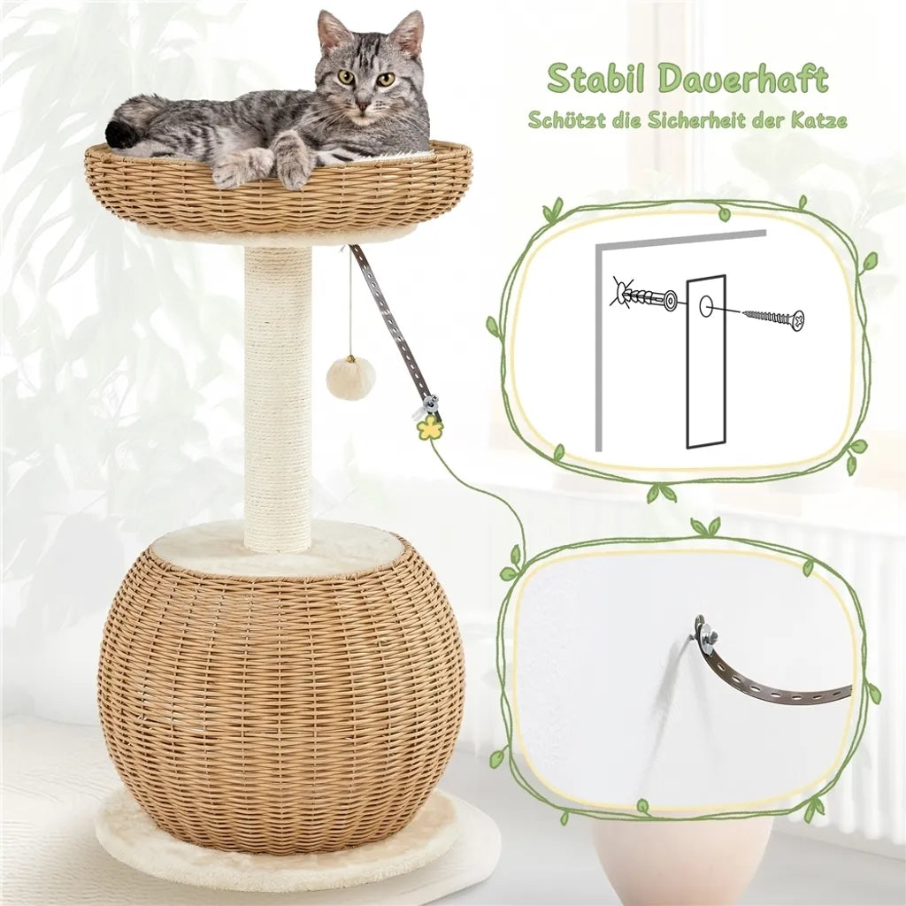 Yaheetech : Arbre à chat avec panier et maison pour chat - Beige - 40 x 40 x 75 cm