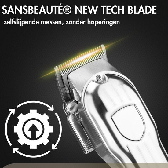Tondeuse professionnelle sans fil + cape de barbier - Tondeuse pour hommes - Sansbeauté® - Cheveux Hair - Tondeuse à cheveux - Machine à cheveux pour coiffeurs - Tondeuse à cheveux - Tondeuse à barbe - Appareil de coupe - Barber Hair Clipper - Barber Trim