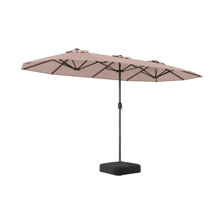 Parasol triple Coast avec pied - Manivelle - 12 baleines - 2 sacs de sable
