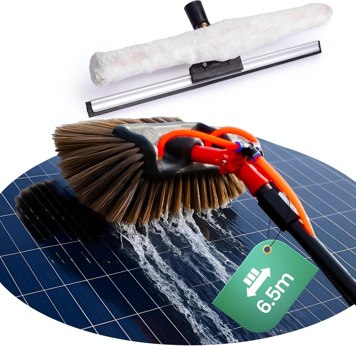 Brosse de lavage télescopique Hortensus - Avec raccord d'eau et distributeur de savon - 6.5M de long