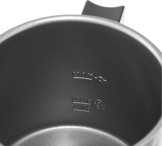 Inventum MK350B - Mousseur à lait électrique - 115/240 ml - Mousse chaude/froide - Chauffage - Sans PFAS - Revêtement antiadhésif - Noir