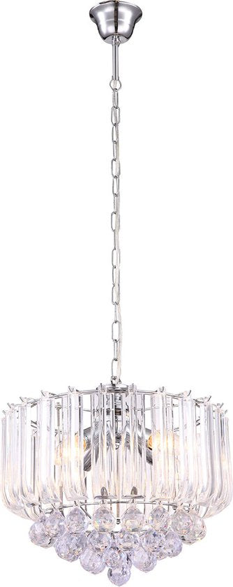 Lustre Globo Minnesota LED - Chrome avec décor en acrylique transparent et cristaux en acrylique