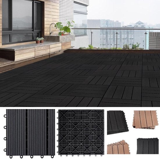 Dalles de terrasse en WPC - Système d'insertion classique 30x30cm - Anthracite