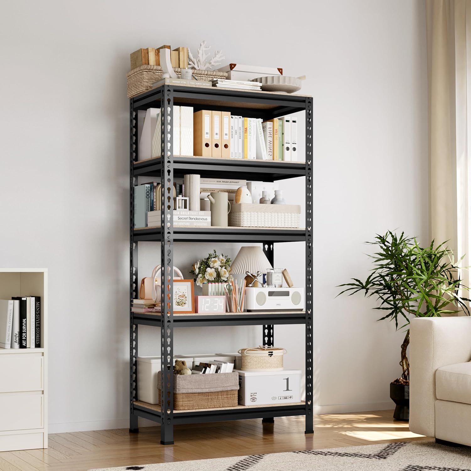 Yaheetech Rack de stockage industriel avec 5 étagères réglables - Noir - 70x30x150 cm