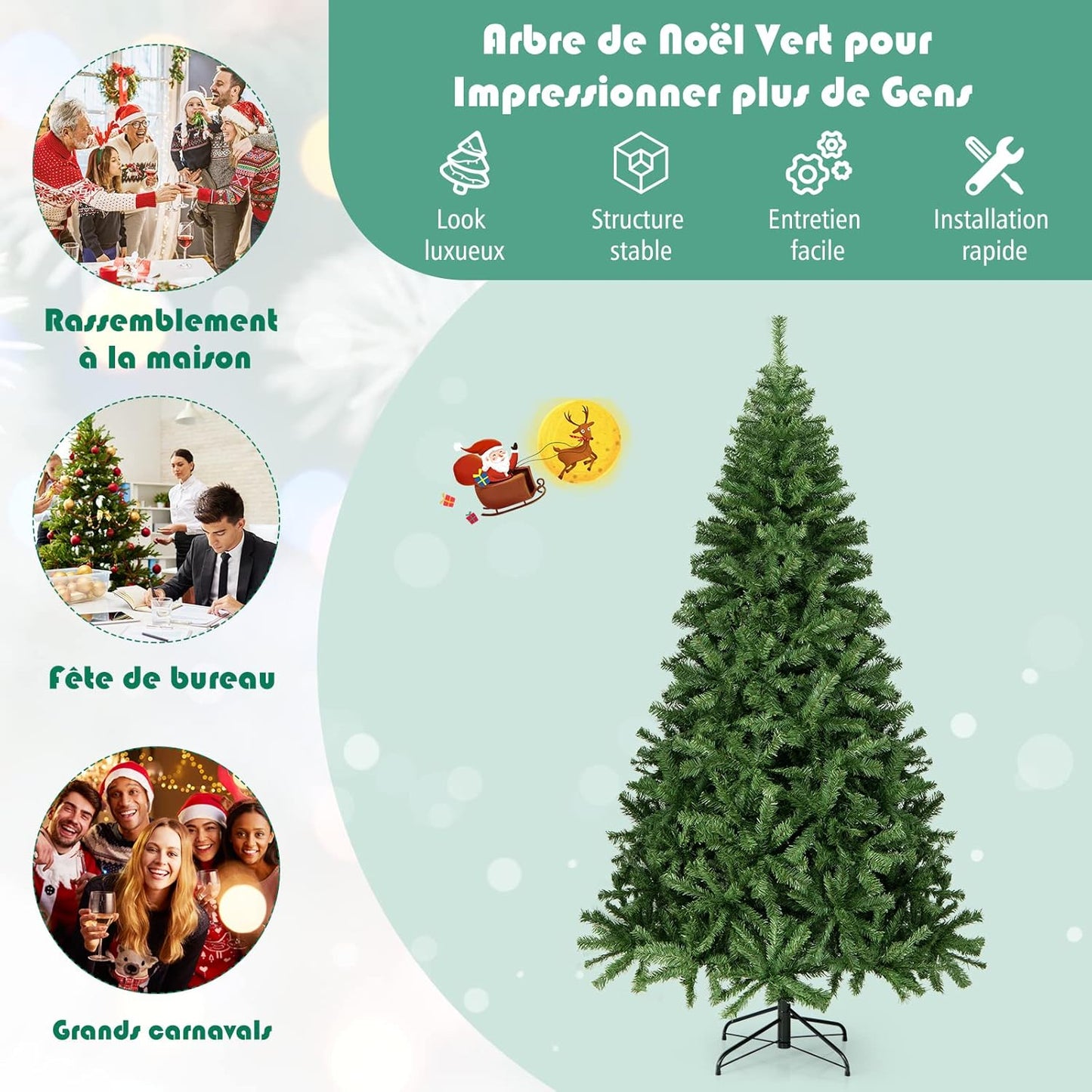 Coast Artificial Christmas Tree Green - 270 cm - 2132 embouts de branches en PVC - Avec support en métal