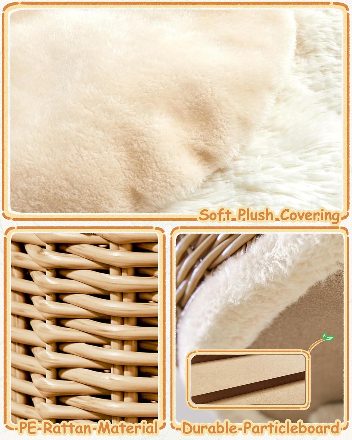 Yaheetech Poste pour chat avec maison en rotin - 49 x 41 x 91 cm - équipé d'un panier de luxe, de griffoirs en sisal et de tapis amovibles - pour chatons et chats adultes - en rotin beige et en peluche