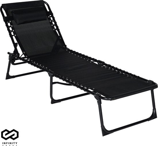Chaise longue Infinity Goods  - Pliable et réglable - Max 120kg - 190 x 55 x 30 cm - Anthracite