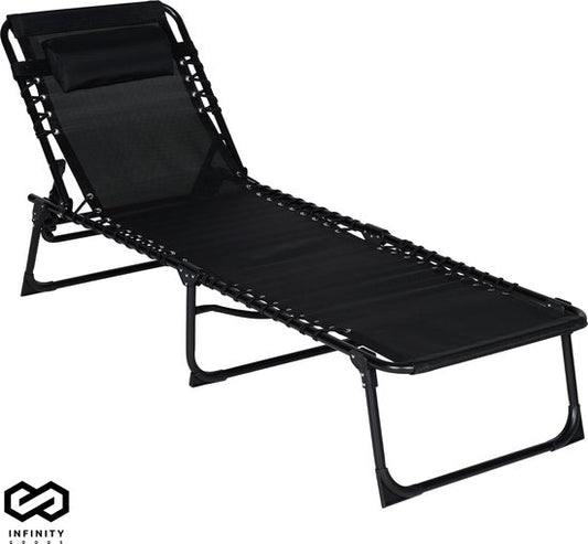 Chaise longue Infinity Goods - Pliable et réglable - Max 120kg - 190 x 55 x 30 cm - Anthracite