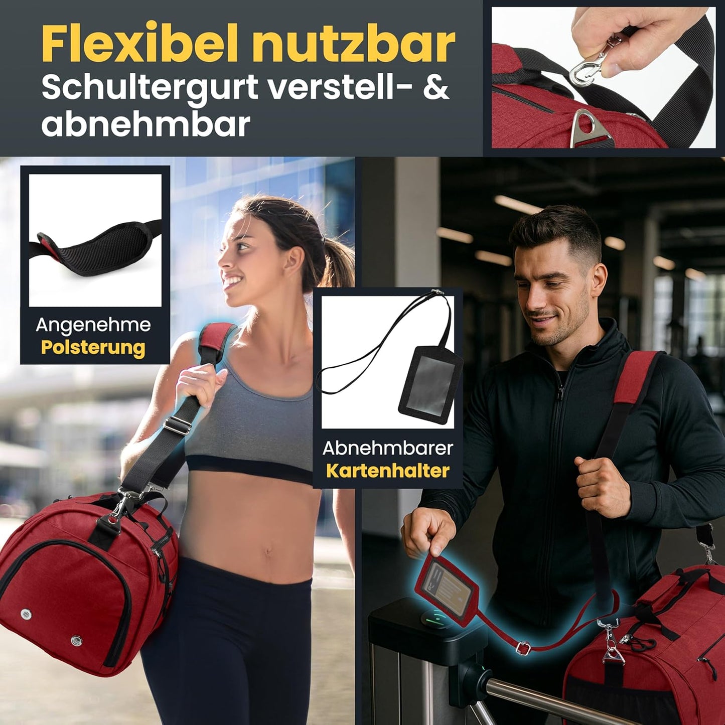 HELDENWERK Sac de sport - Sac de sport avec pochette pour chaussures et pochette étanche pour vêtements mouillés - Sac de sport et de voyage pour femmes et hommes - Sac de sport, de voyage et de week-end - 50L - Rose