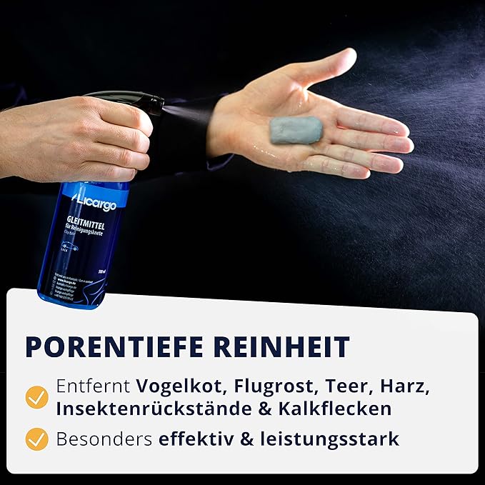Kit d'argile de nettoyage LICARGO Premium - brillance intense pour la peinture automobile - 100 g d'argile pour peinture - 500 ml de lubrifiant - pour un nettoyage en profondeur