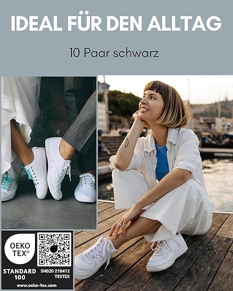HELDENWERK 10 paires de chaussettes de cheville pour femmes et hommes, chaussettes d'entraînement invisibles, respirantes et confortables - Taille 39-42 - en noir,