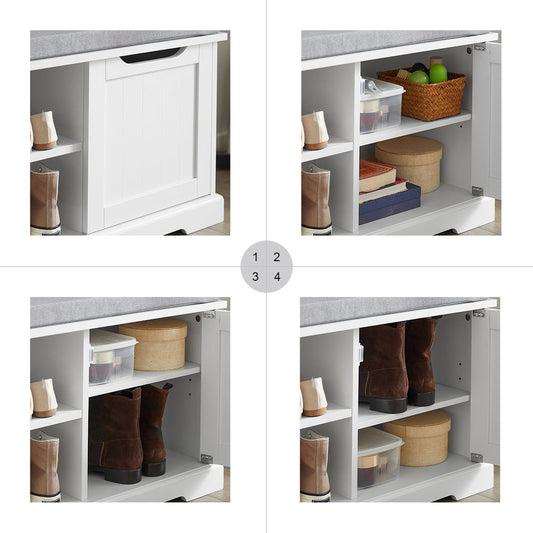 SoBuy Banc de rangement - Blanc - Bois - 80x30x45cm
