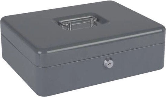BRASQ Tirelire - Coffre à clés - Coffre à 5 compartiments Trieur de pièces - Acier - 30x24x9 cm Gris