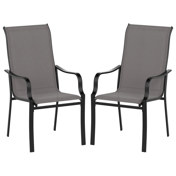 Chaises de jardin Coast - Lot de 2 - Dossier haut - Appui-tête - 150 kg - Gris