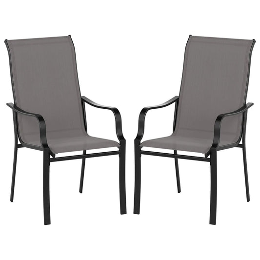 Chaises de jardin Coast - Lot de 2 - Dossier haut - Appui-tête - 150 kg - Gris
