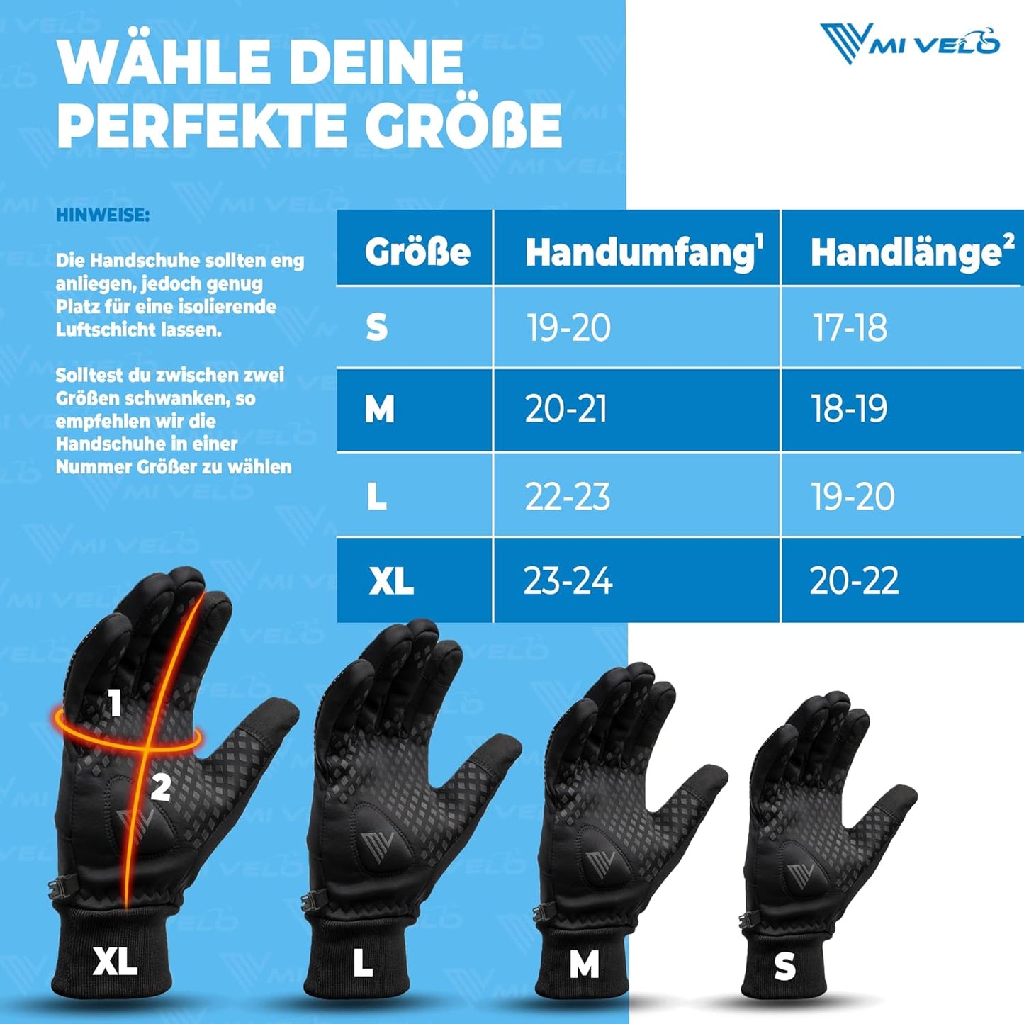 MIVELO Gants de cyclisme VELORIDER - Coupe-vent et imperméable - Fonctionne avec les écrans tactiles - Noir - Taille M