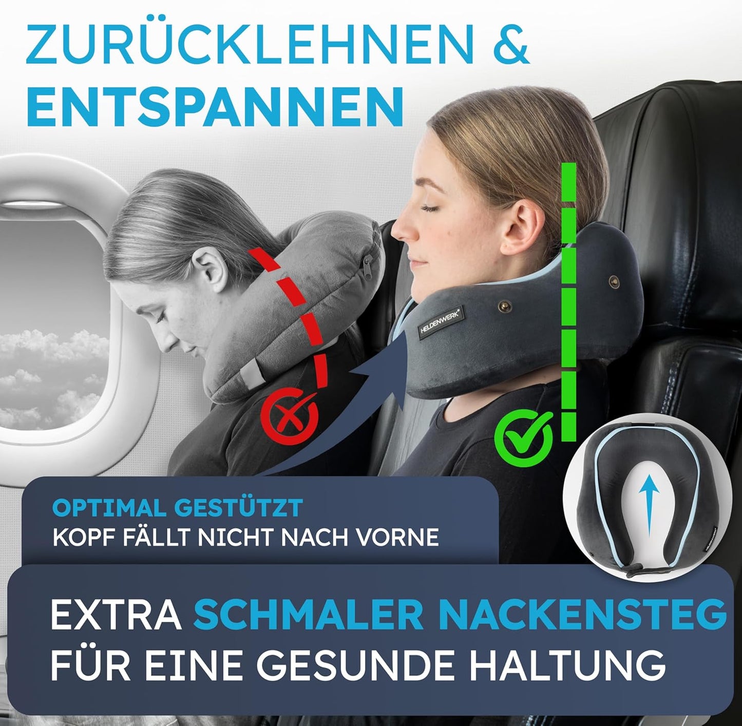 Oreiller cervical Heroism - Lavable - Réglable dans 6 directions - Gris foncé