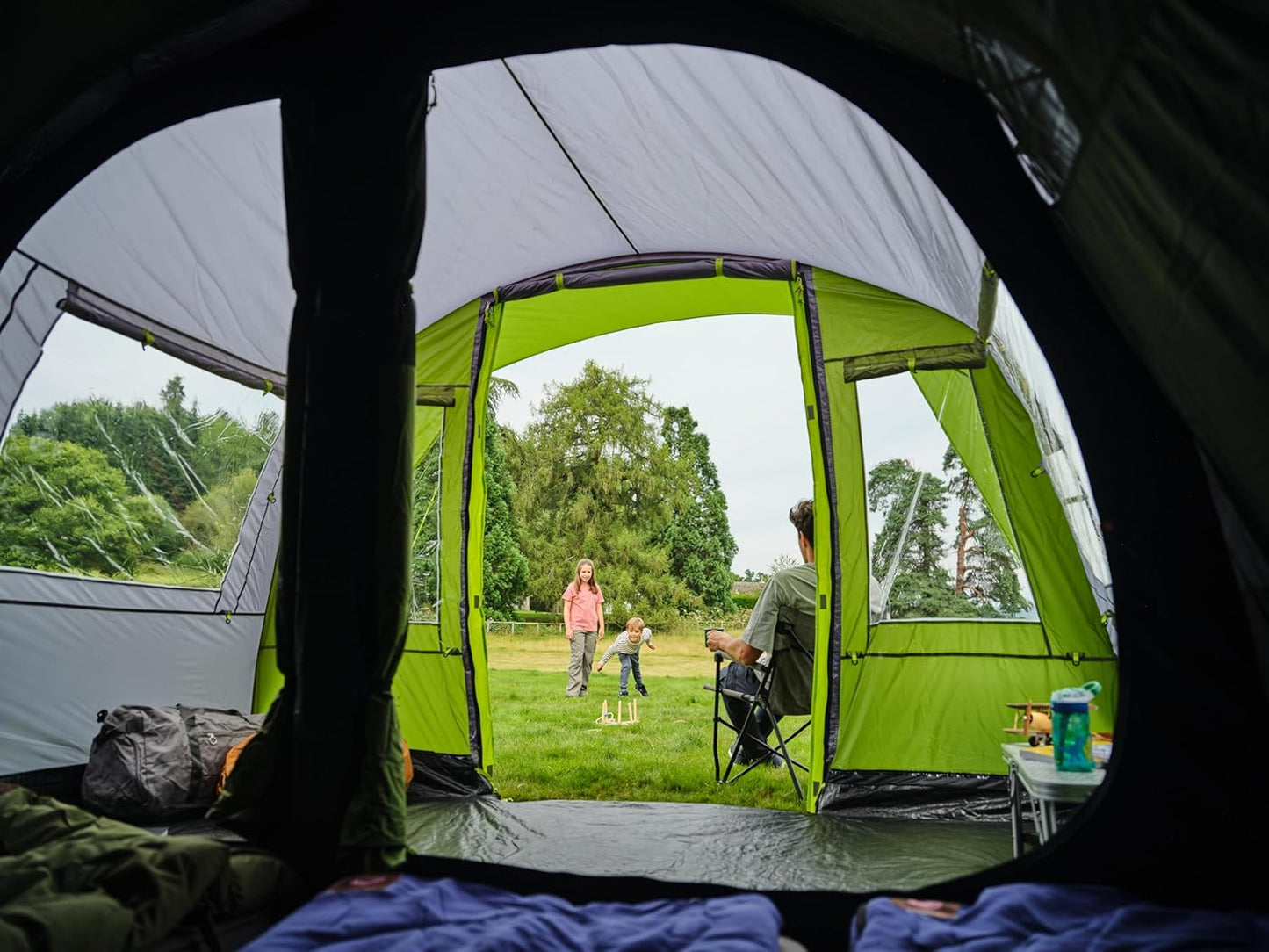 Coleman Rocky Mountain 5 Blackout Tent - Toile de tente en polyester durable - Vert/Gris