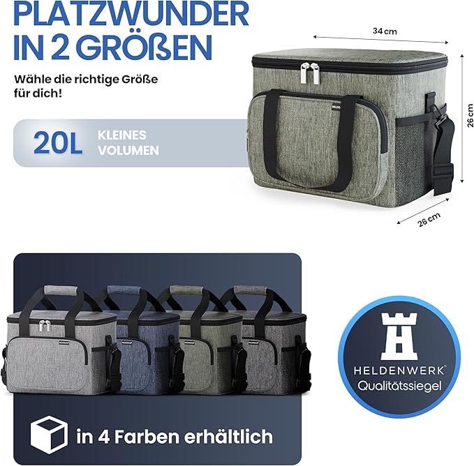 HELDENWERK Grand sac isotherme, pliable, glacière isolée, sac thermo, étanche et imperméable, sac à pique-nique, sac à déjeuner, sac thermo, sac isotherme - Vert olive
