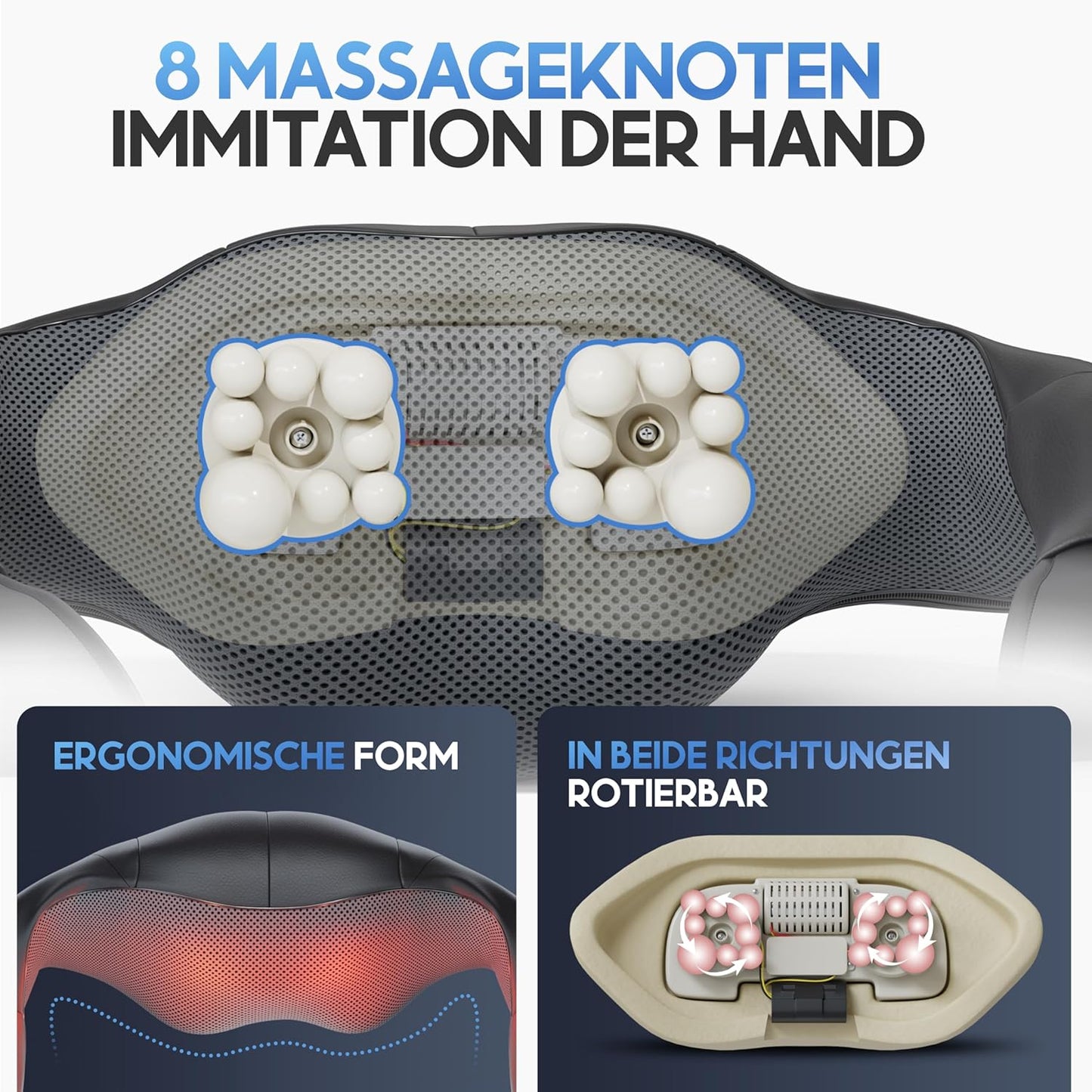 Appareil de massage Heroism - avec chaleur - épaules, cou, dos, jambes