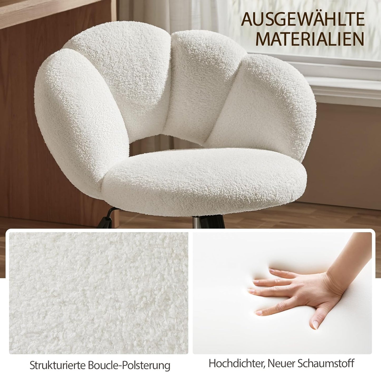 Yaheetech Chaise de bureau réglable - en forme de nuage - jusqu'à 136 kg - 70 x 60 x 72-82 cm - blanc