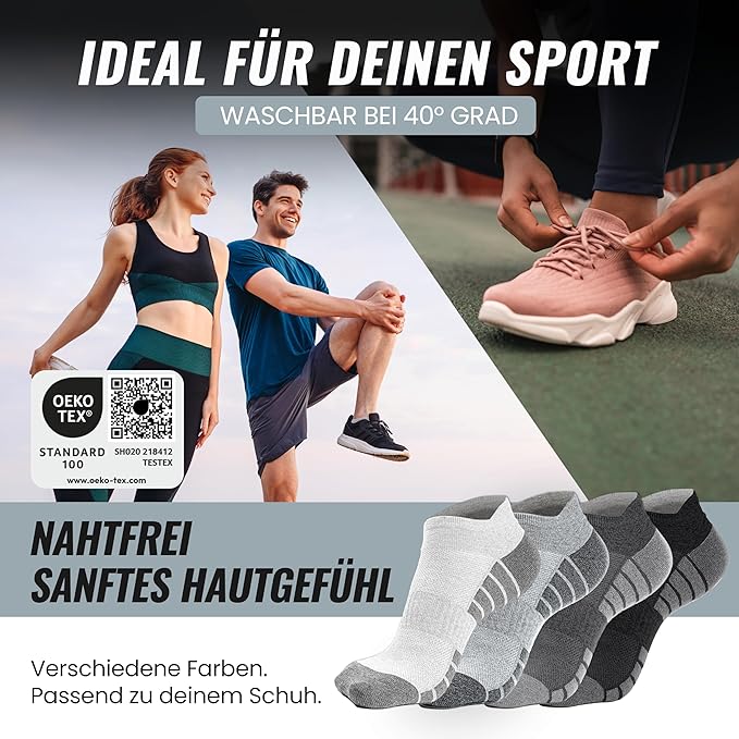 Heroism Sneaker socks for women and men 10 pairs - Chaussettes de sport courtes en coton respirant - Taille 39-42