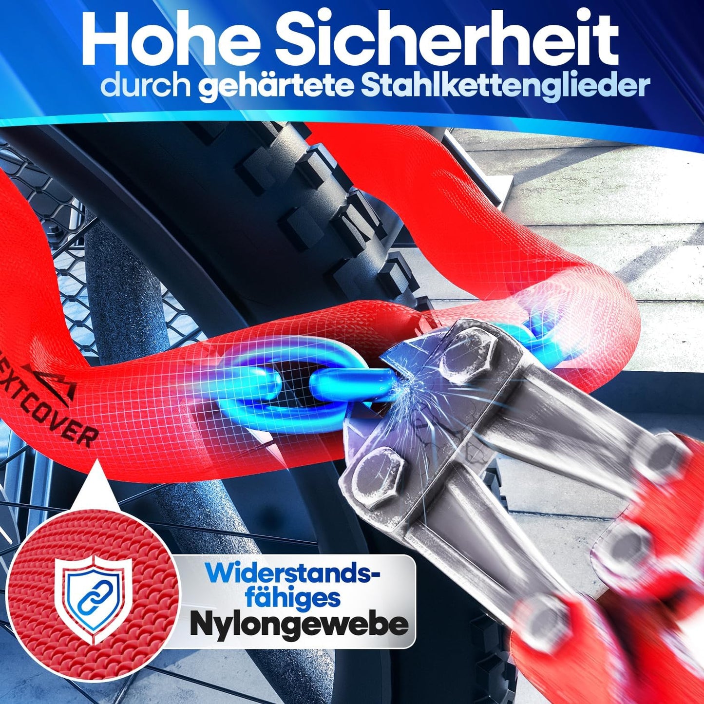 NEXTCOVER® Cadenas pour vélo LockOne avec clé - haute sécurité - robuste et durable - 3 clés - Rouge