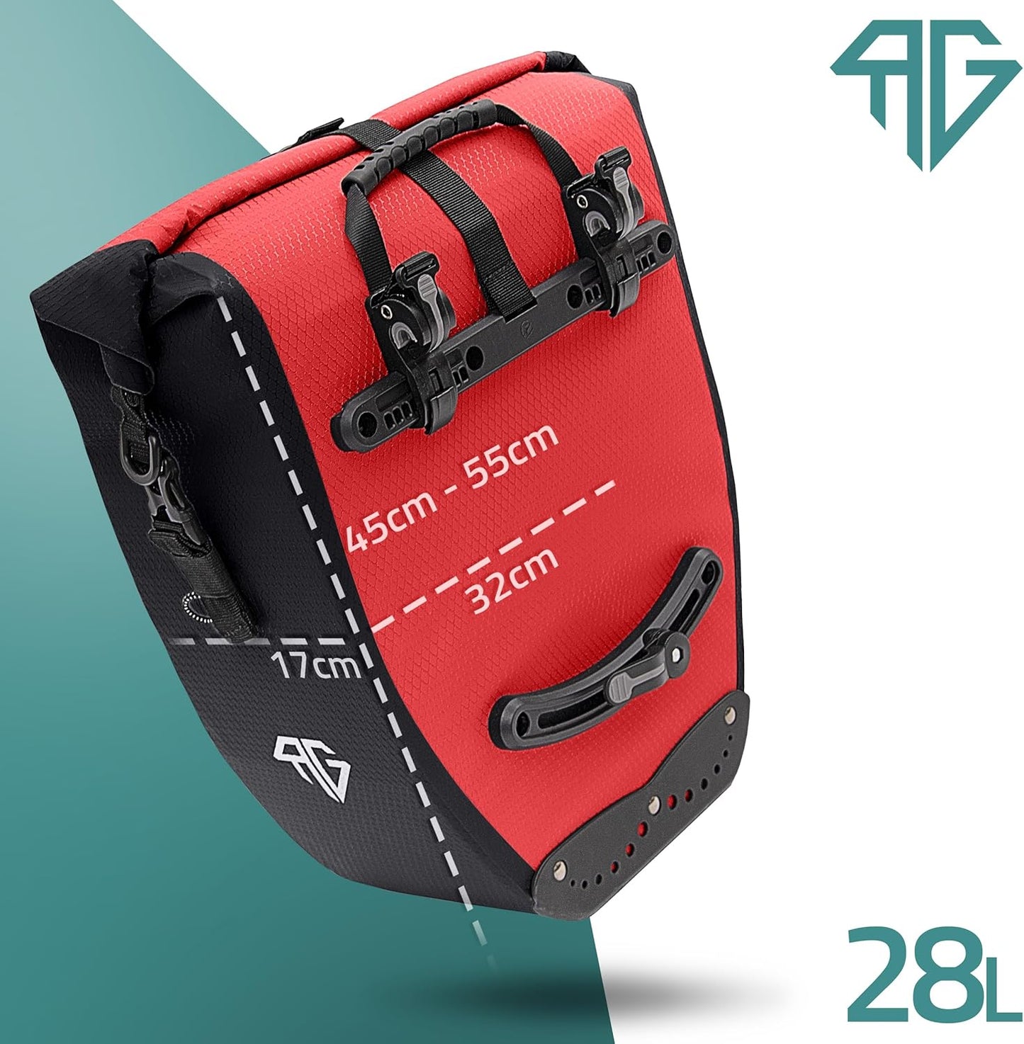 RADGEIST sacoche pour porte-bagages - 2X sacoche pour porte-bagages - sac à bagages étanche et sac à bandoulière - sacoche pour porte-bagages avec réflecteurs