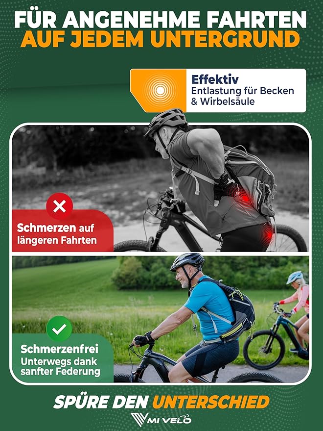 Tige de selle à suspension MIVELO - Réglable - Débattement de 40 mm - Max. 120 kg - 31.6 mm - Noir