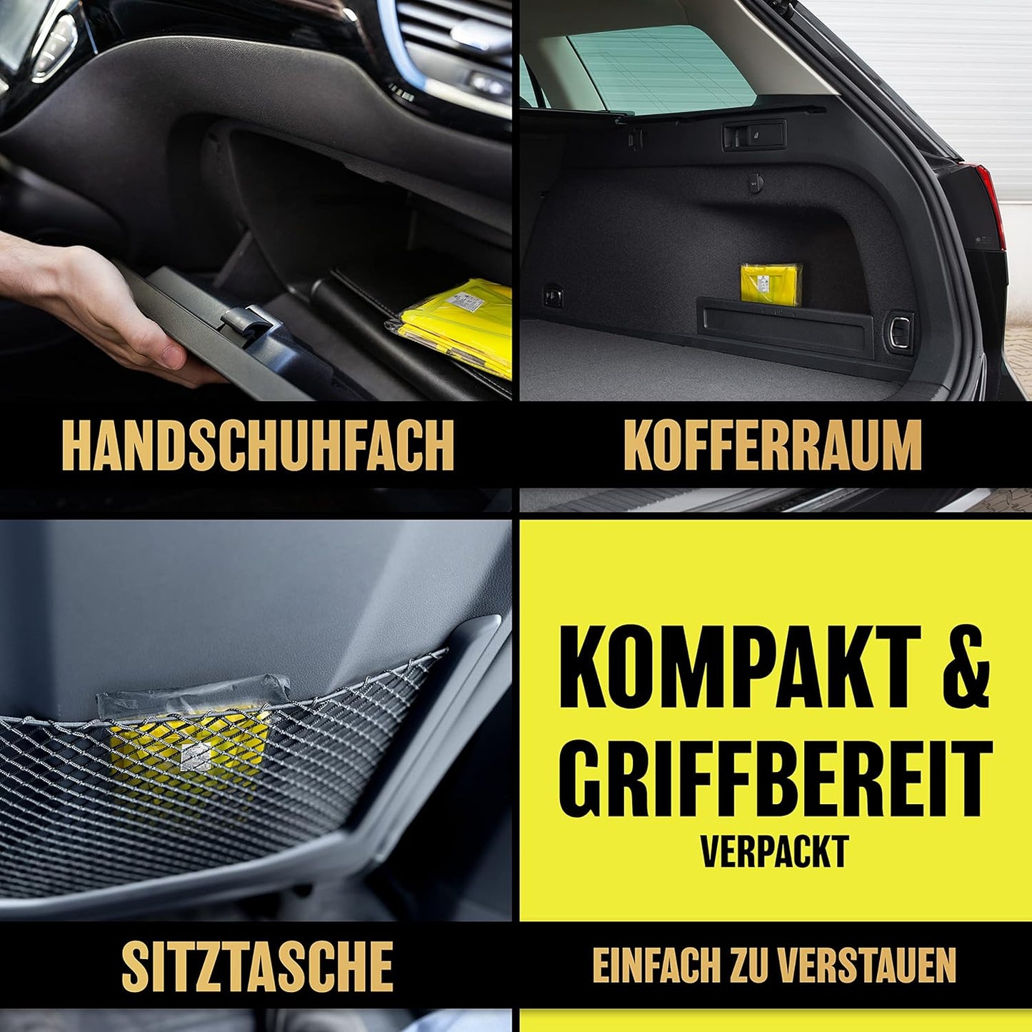 Gilets de sécurité Heroic pour la voiture - Ensemble 5+1 - Comprend un gilet pour enfants - Approuvé par l'UE - Réfléchissant - Jaune