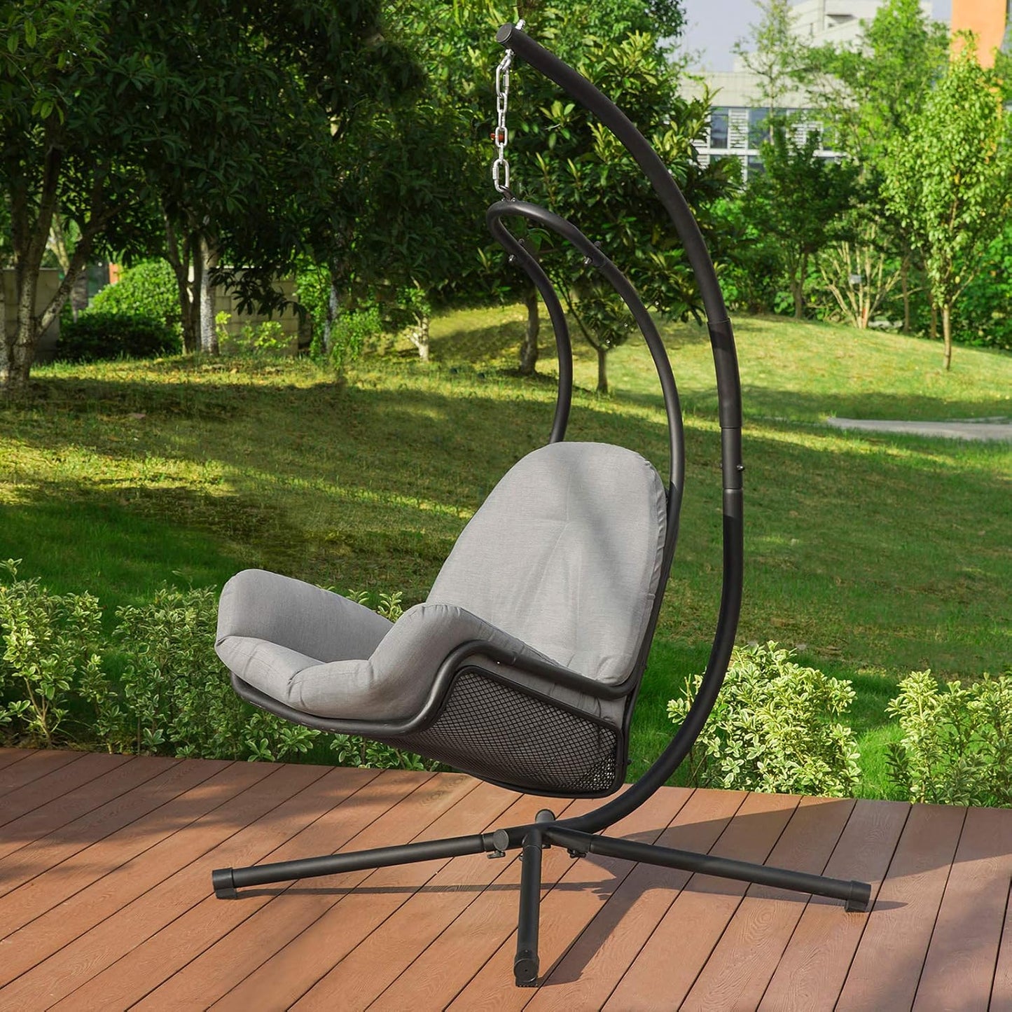 SoBuy Chaise suspendue avec cadre - Max. 150 kg - 103 x 125 x 190 cm - Gris