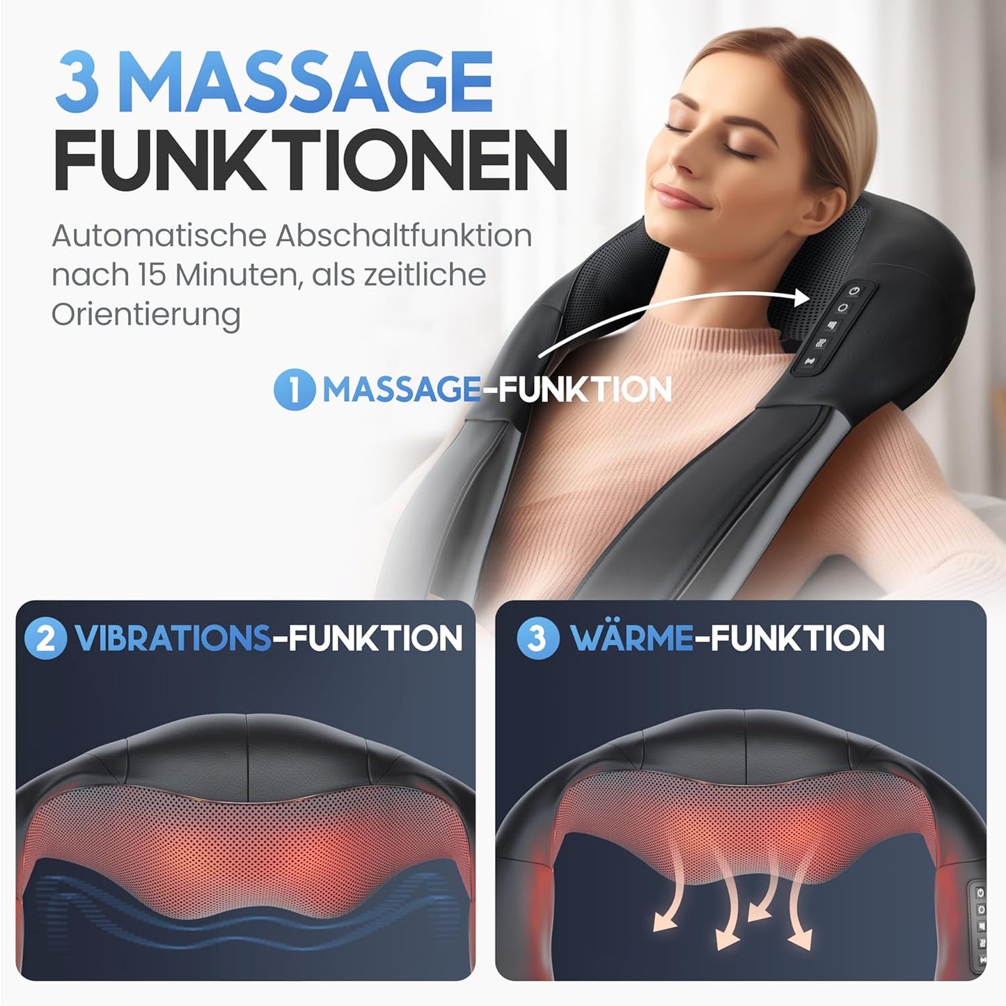 HELDENWERK Appareil de massage, appareil de massage des épaules et de la nuque avec chaleur, appareil de massage shiatsu avec massage 4D des tissus profonds, massage de la nuque, du dos, des épaules, des jambes et des pieds