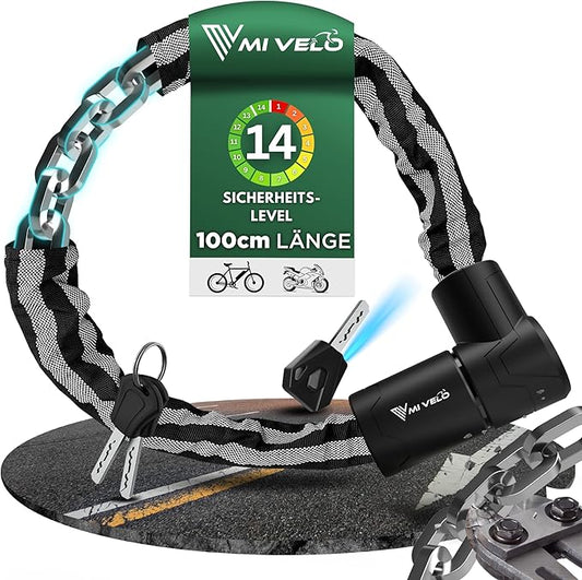 Cadenas à chaîne MIVELO - Acier trempé et revêtement en nylon - 100 cm - Noir