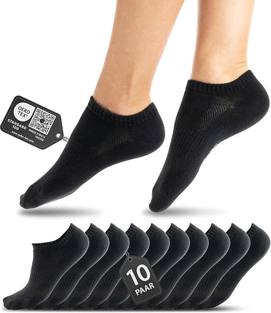 Heroism 10 paires de chaussettes d'entraînement de qualité supérieure pour femmes et hommes - Chaussettes courtes unisexes en coton peigné - Ceinture confortable, sans coutures pincées - Taille 39-42