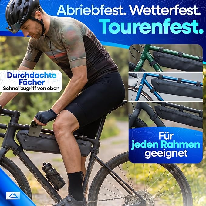 Sacoche de vélo Nextcover - Sacoche de cadre - 46 cm - Imperméable - 3,6 L - TPU - Noir