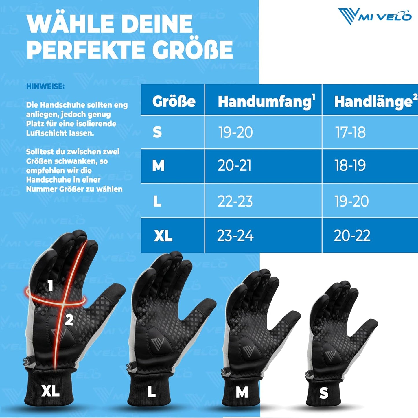 MIVELO Gants de cyclisme VELORIDER - Coupe-vent et imperméable - Compatible avec les écrans tactiles - Réfléchissant - Taille S