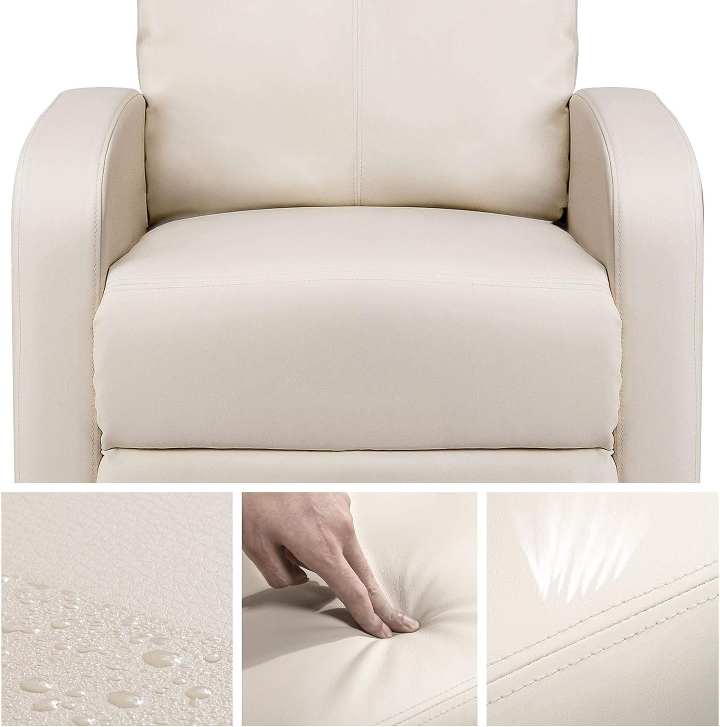 Yaheetech Fauteuil inclinable - Fauteuil réglable en simili cuir - Ressorts ensachés - Beige - 3 positions assises et inclinables