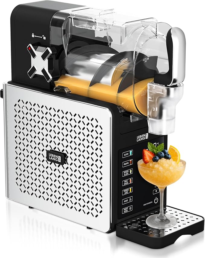 LEBENLANG - Premium Slush-machine 2L - 5 Modes - QuickFreeze in 15 min - Auto-Clean & LED Touchscreen - Including Recipe Book - Slushie Maker for Home, Parties & Kids' Birthdays