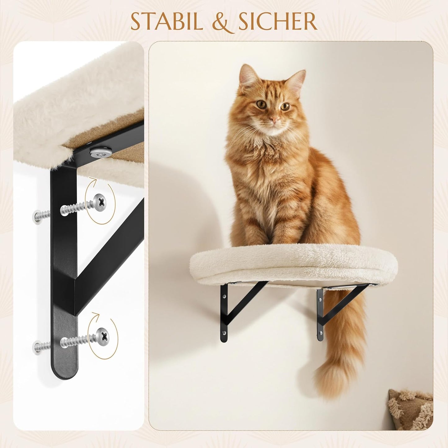 Yaheetech Mur d'escalade pour chats - 4 pièces - avec grattoir et panier - Beige