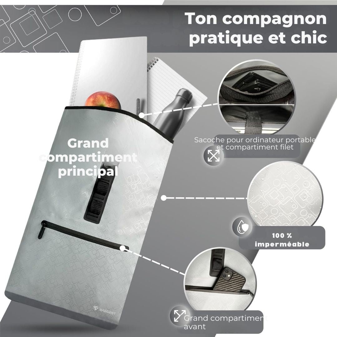 Sac à vélo pour porteur I - RADGEIST - pour femmes & hommes - sac à bandoulière - 20L gris