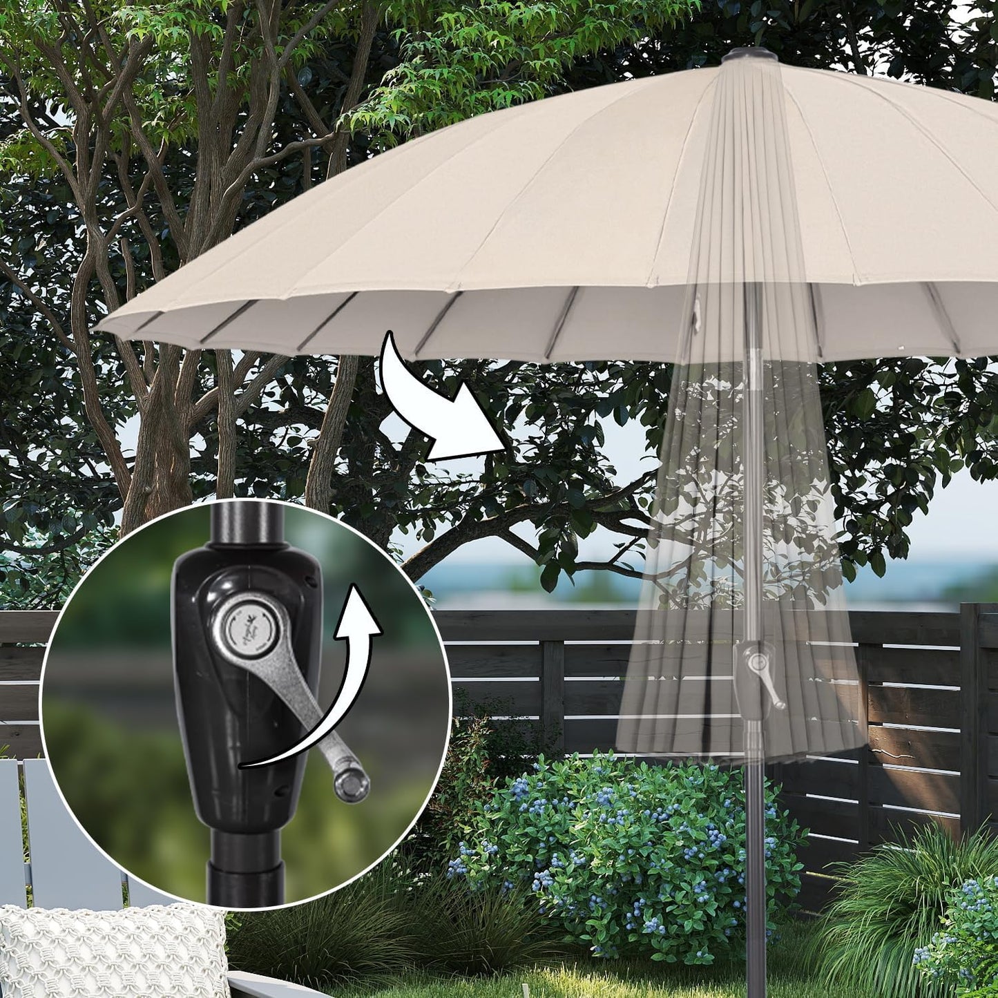 Angel Living Parasol Rond - Ø250 cm - Solide - Beige