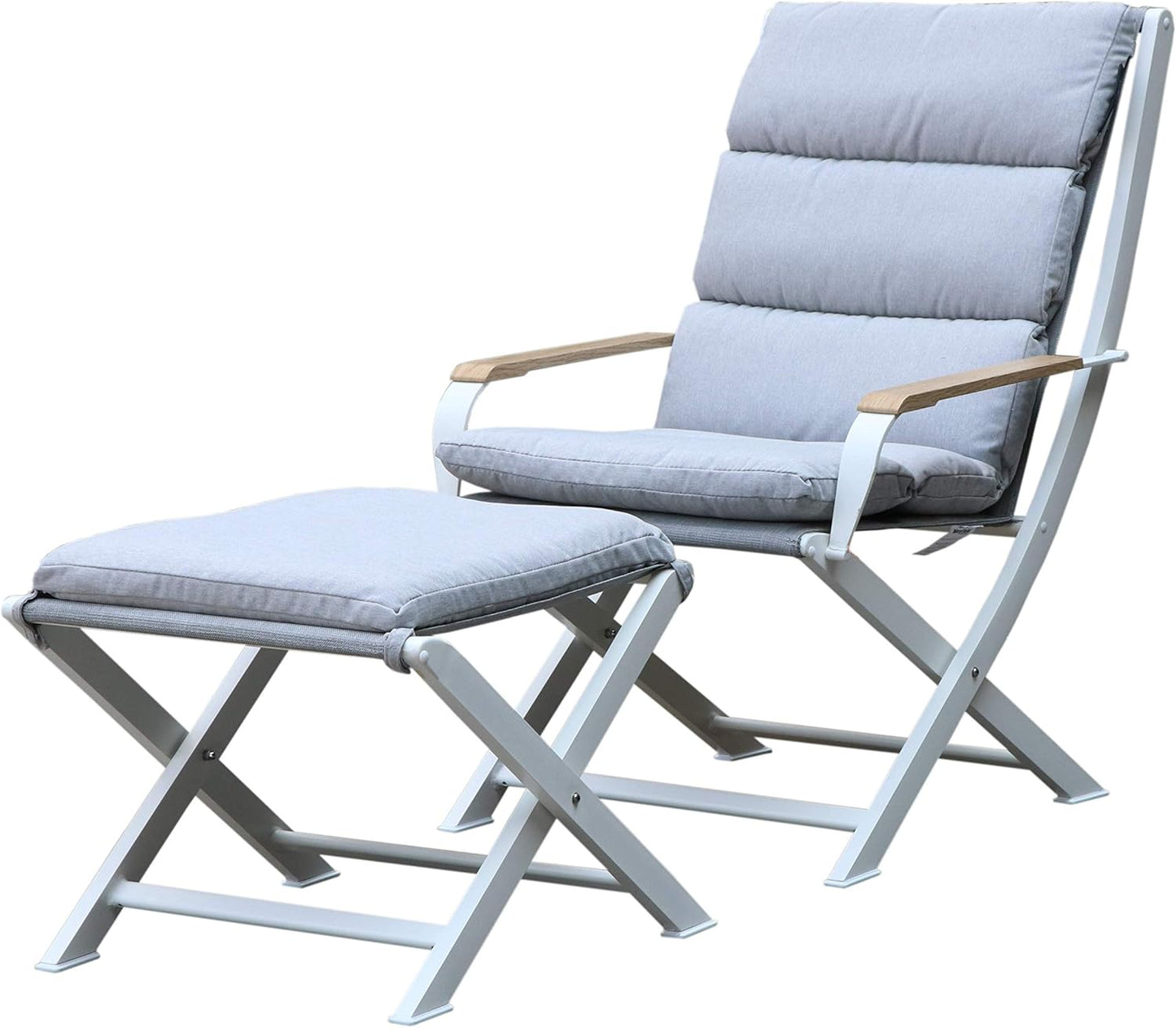 Westfield Amber Lounge Garden Chair with Hocker - Coussin inclus - Gris