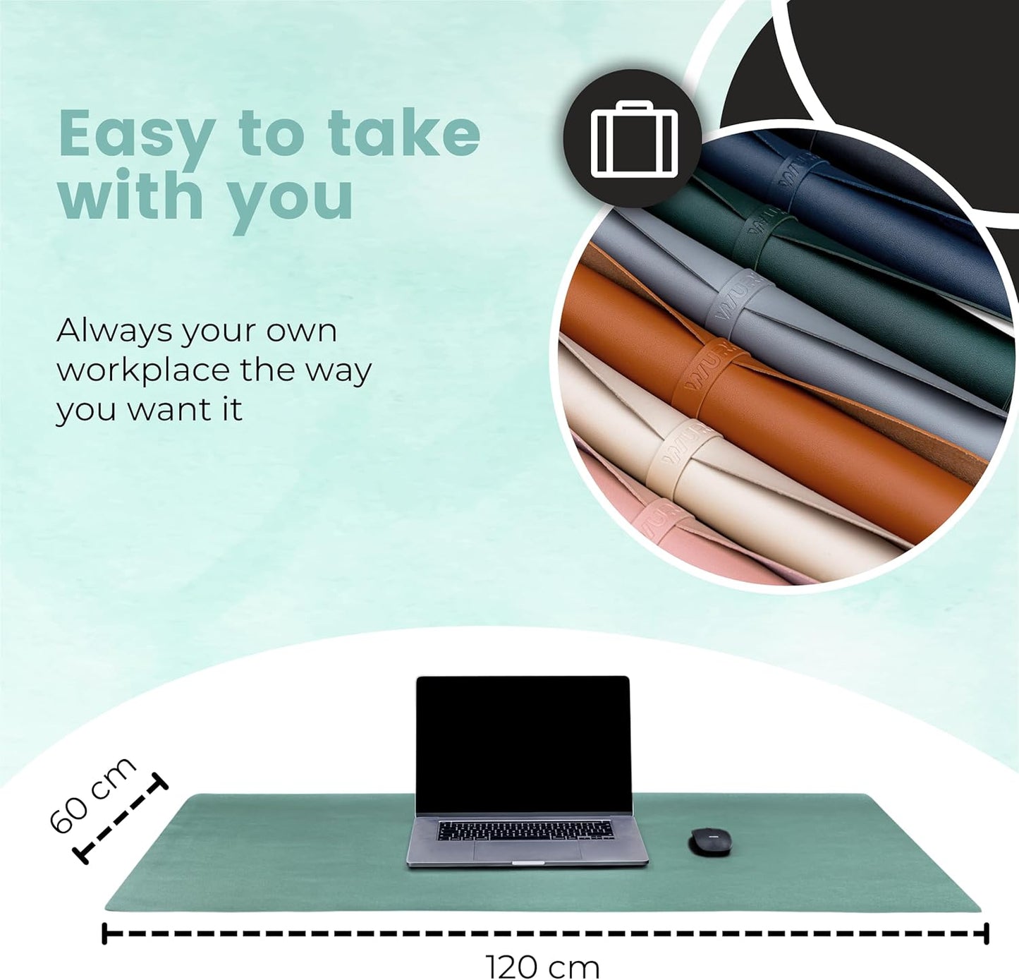 Sous-main Wurk - 80 x 40 cm - turquoise